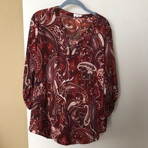 Maurices Red and Purple Paisley Blouse